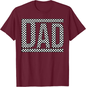 Checkered Dad Black White Funny Dad Father's Day Funny T-Shirt - T-Shirt | Maroon