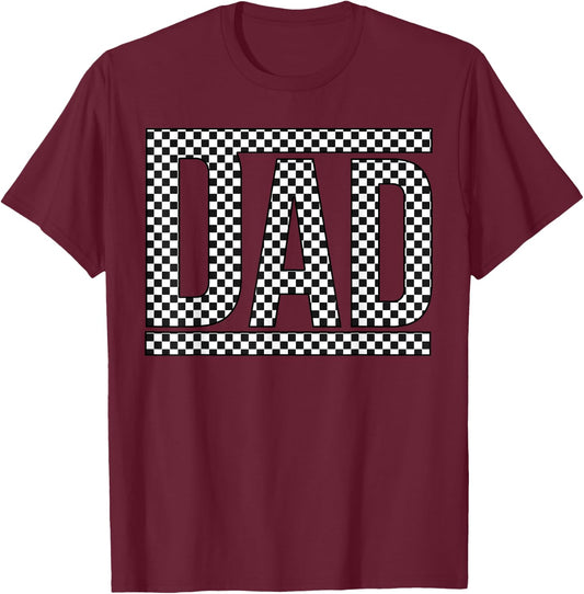 Checkered Dad Black White Funny Dad Father's Day Funny T-Shirt - T-Shirt | Maroon