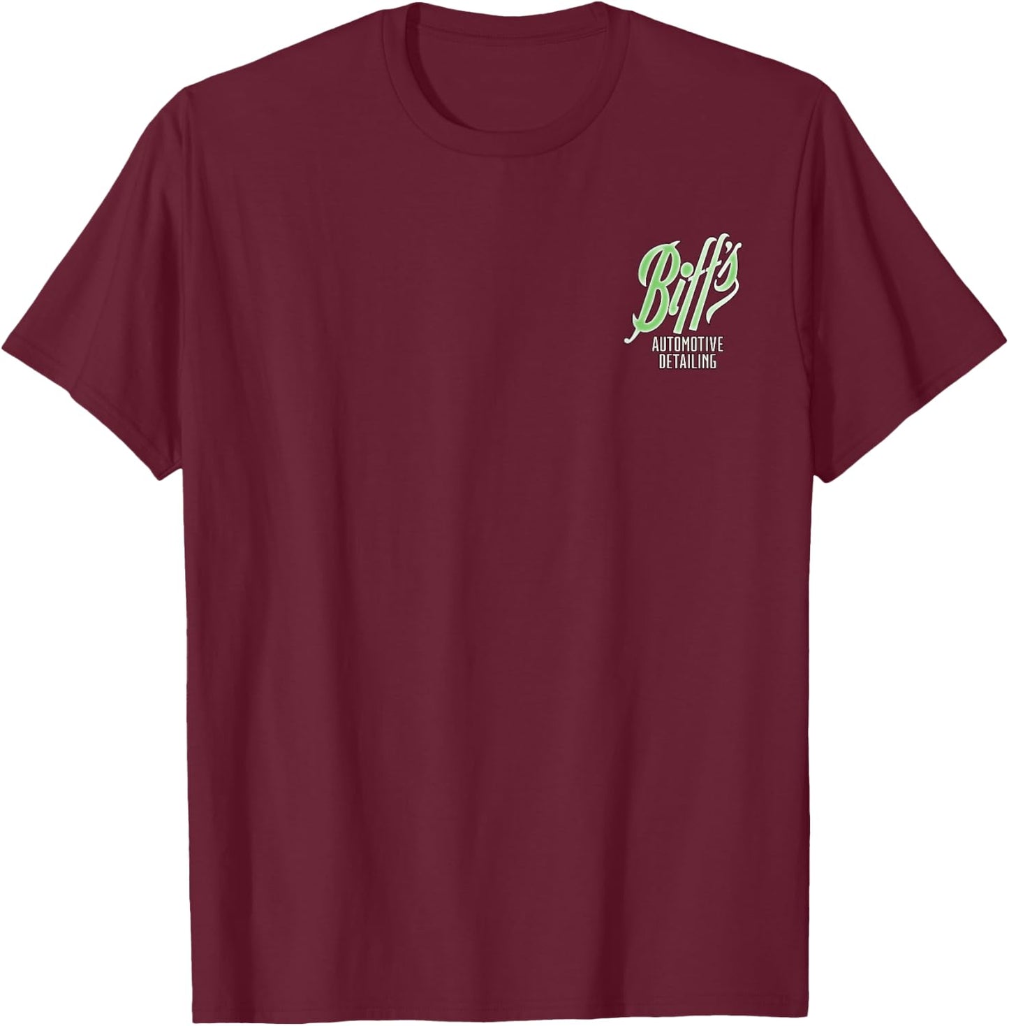 Back to the Future Biff Automotive Detailing Front & Back T-Shirt - T-Shirt | Maroon