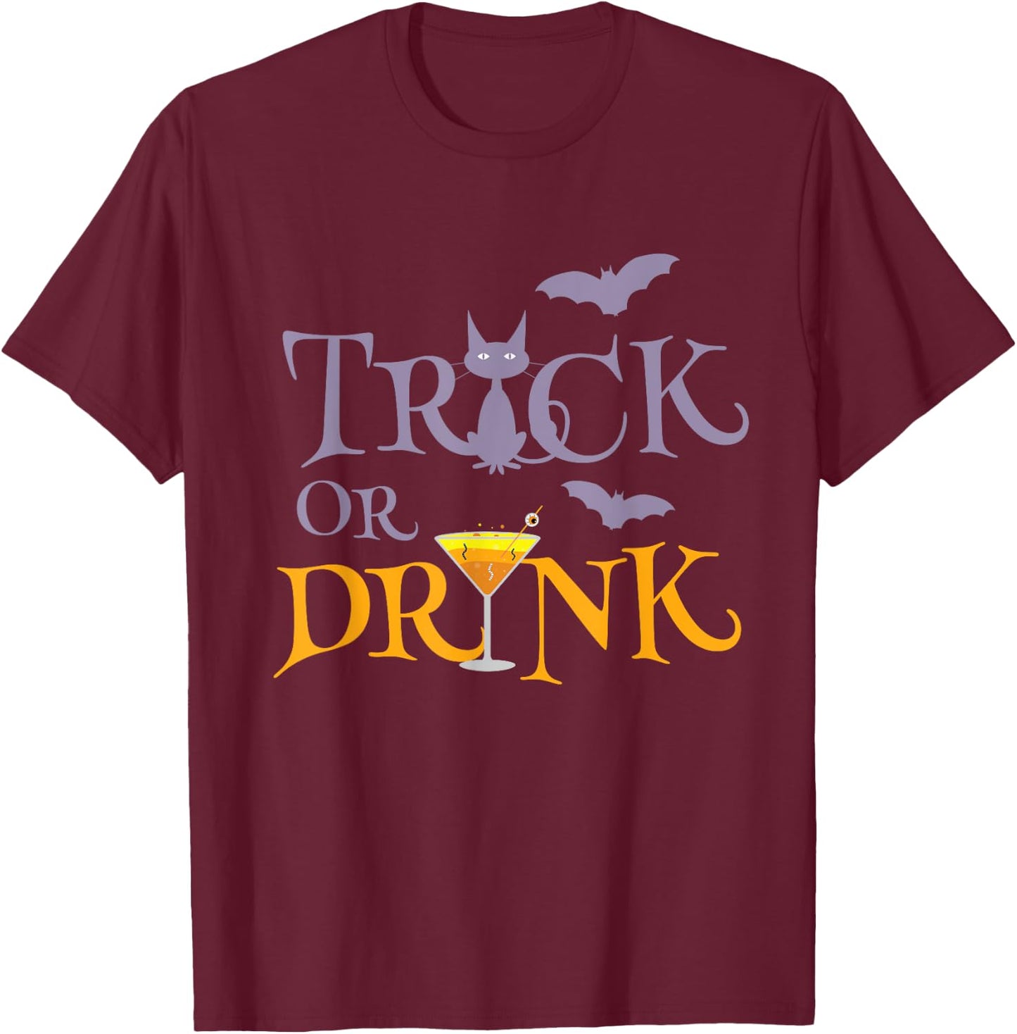 Funny Witch Cocktail Martini Halloween Drink Up T-Shirt - T-Shirt | Maroon