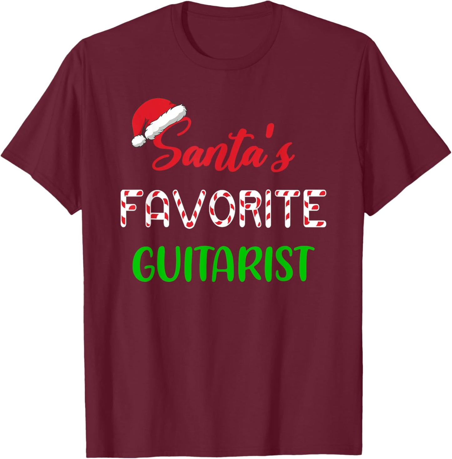 Santas Favorite Guitarist Gift Funny guitar Christmas Pajama T-Shirt - T-Shirt | Maroon