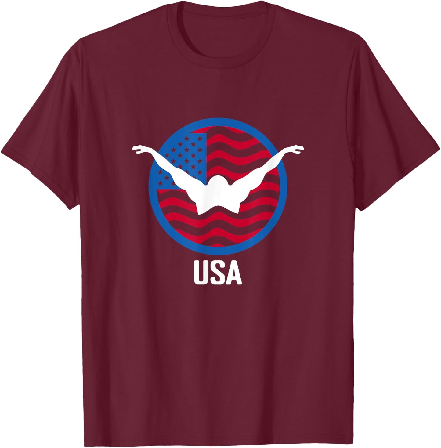 USA Swim Shirt, USA Summer Swimming 2024 Games Men Women Kids T-Shirt - T-Shirt | Maroon