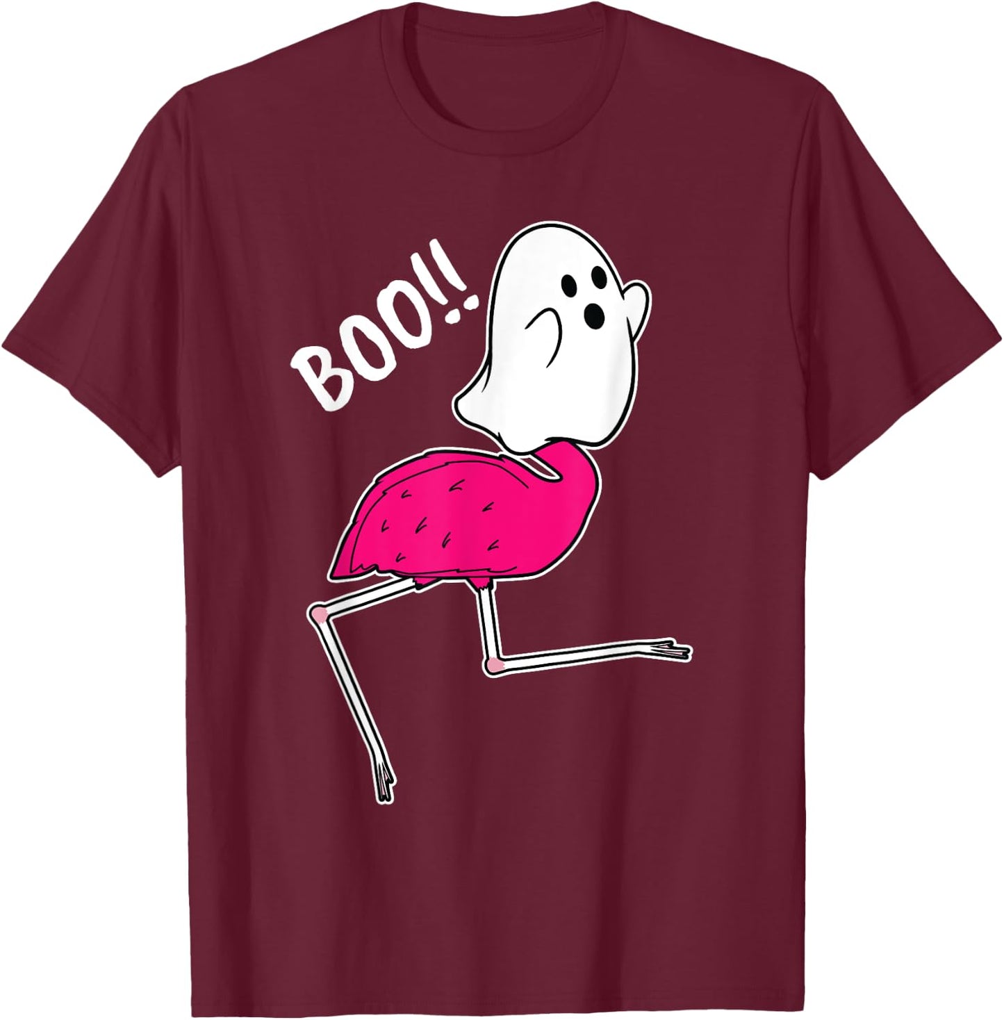 Flamingo Ghost Boo Lazy DIY Halloween Costume Funny Animal T-Shirt - T-Shirt | Maroon