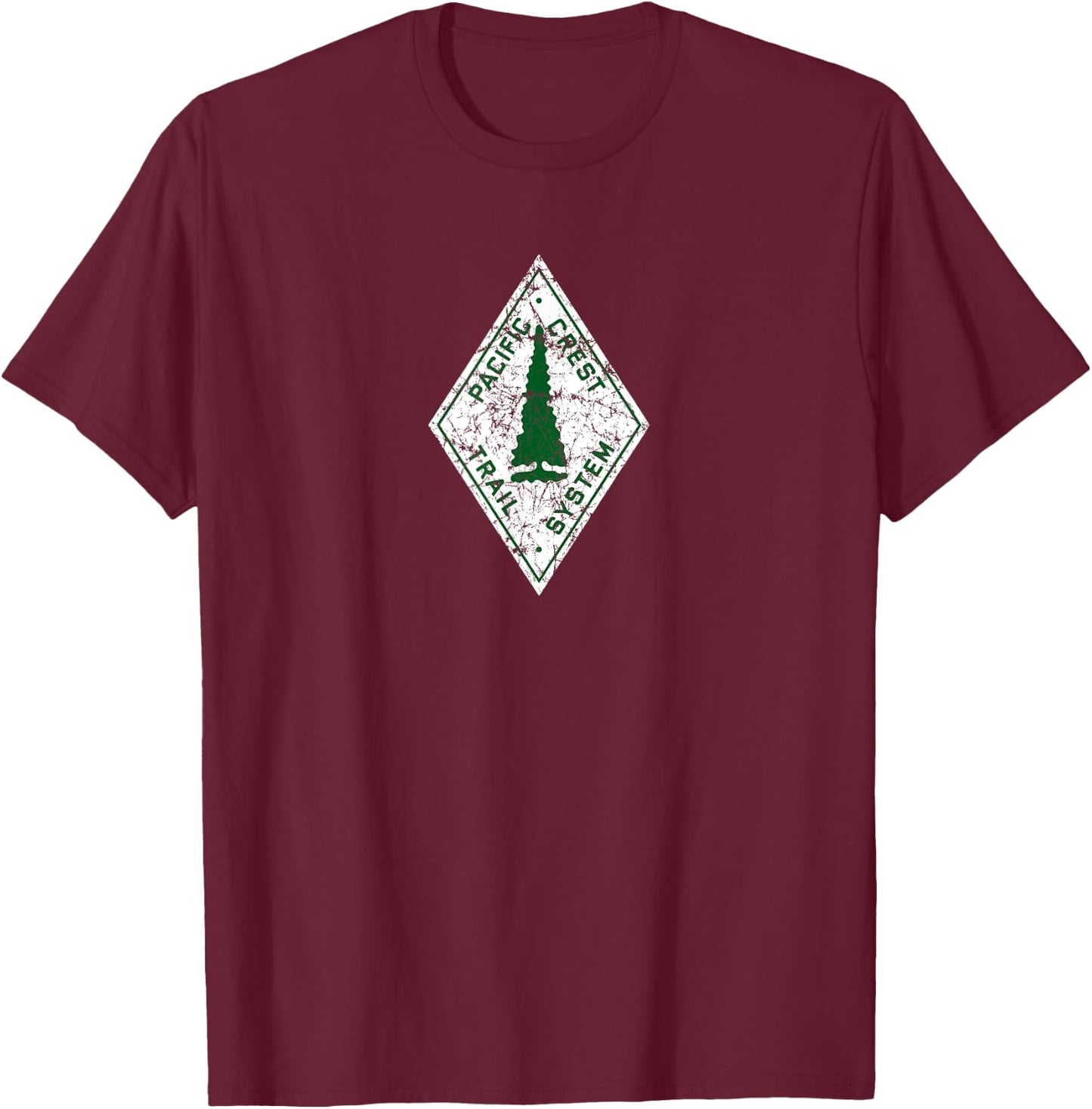 Pacific Crest Trail Marker Distressed , Small, Black T-Shirt - T-Shirt | Maroon