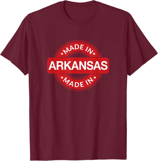 ARKANSAS Home - Made in Arkansas Label - Classic T-Shirt - T-Shirt | Maroon