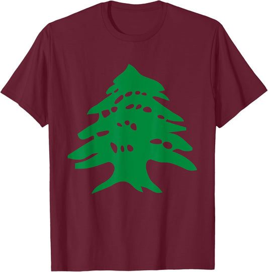Lebanon Flag Cedar Tree Country Middle East T-Shirt - T-Shirt | Maroon