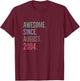 Awesome Since August 2004 Age Birthday Idea T-Shirt - T-Shirt | Maroon