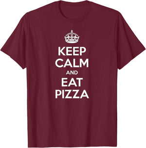 Keep Calm and Eat Pizza T-Shirt - T-Shirt | Maroon