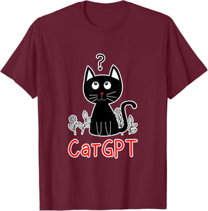 Funny Cat CatGPT ChatGPT Kitten Language Model AI T-Shirt - T-Shirt | Maroon