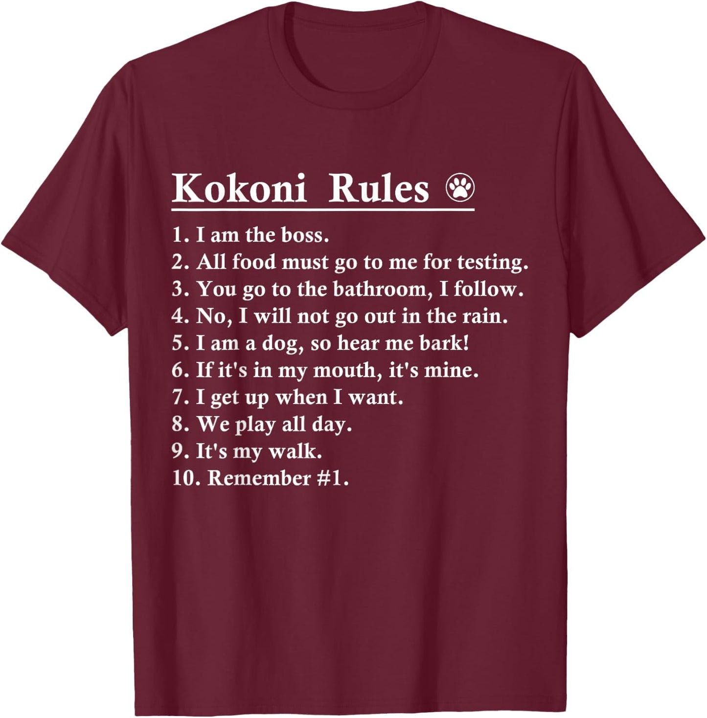 Funny Kokoni Dog Rules Women Kids T-Shirt - T-Shirt | Maroon