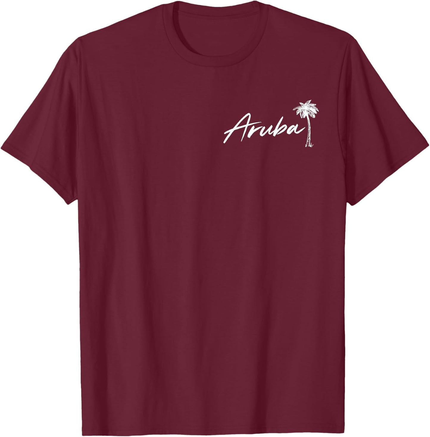 Aruba Beach Getaway Travel Designs -Adults Black Small Classic Fit Short Sleeve T-Shirt - T-Shirt | Maroon