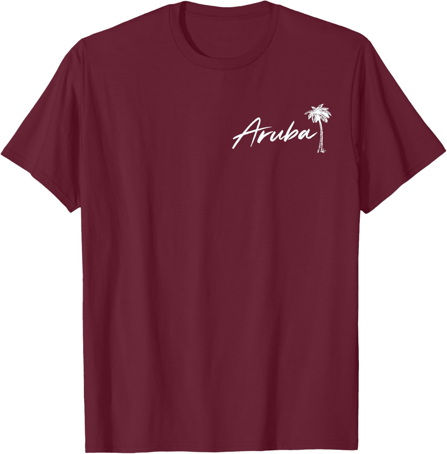 Aruba Beach Getaway Travel Designs -Adults Black Small Classic Fit Short Sleeve T-Shirt - T-Shirt | Maroon