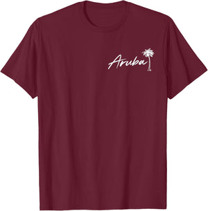 Aruba Beach Getaway Travel Designs -Adults Black Small Classic Fit Short Sleeve T-Shirt - T-Shirt | Maroon