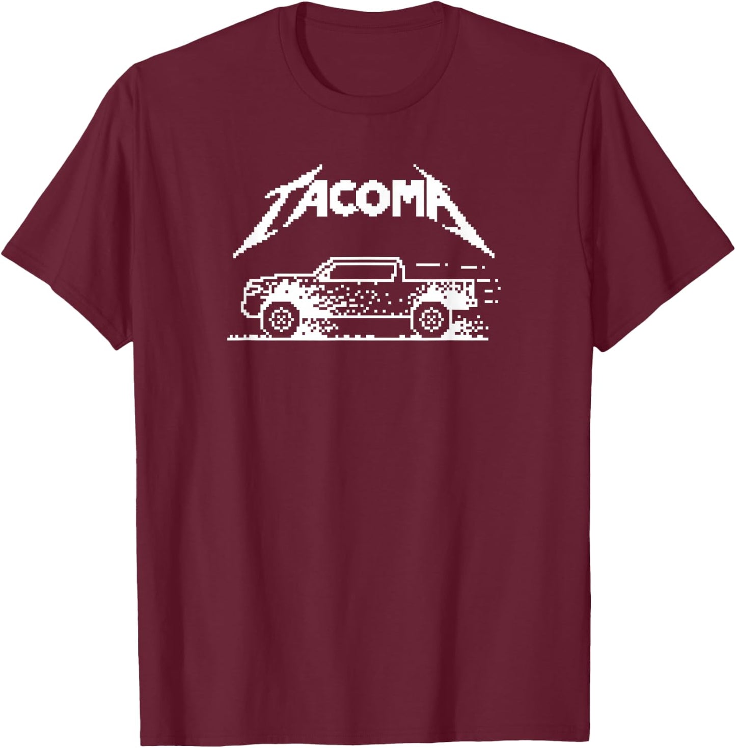 Tacoma Truck Metal Inspired Pixel Art Tacomatallica T-Shirt - T-Shirt | Maroon