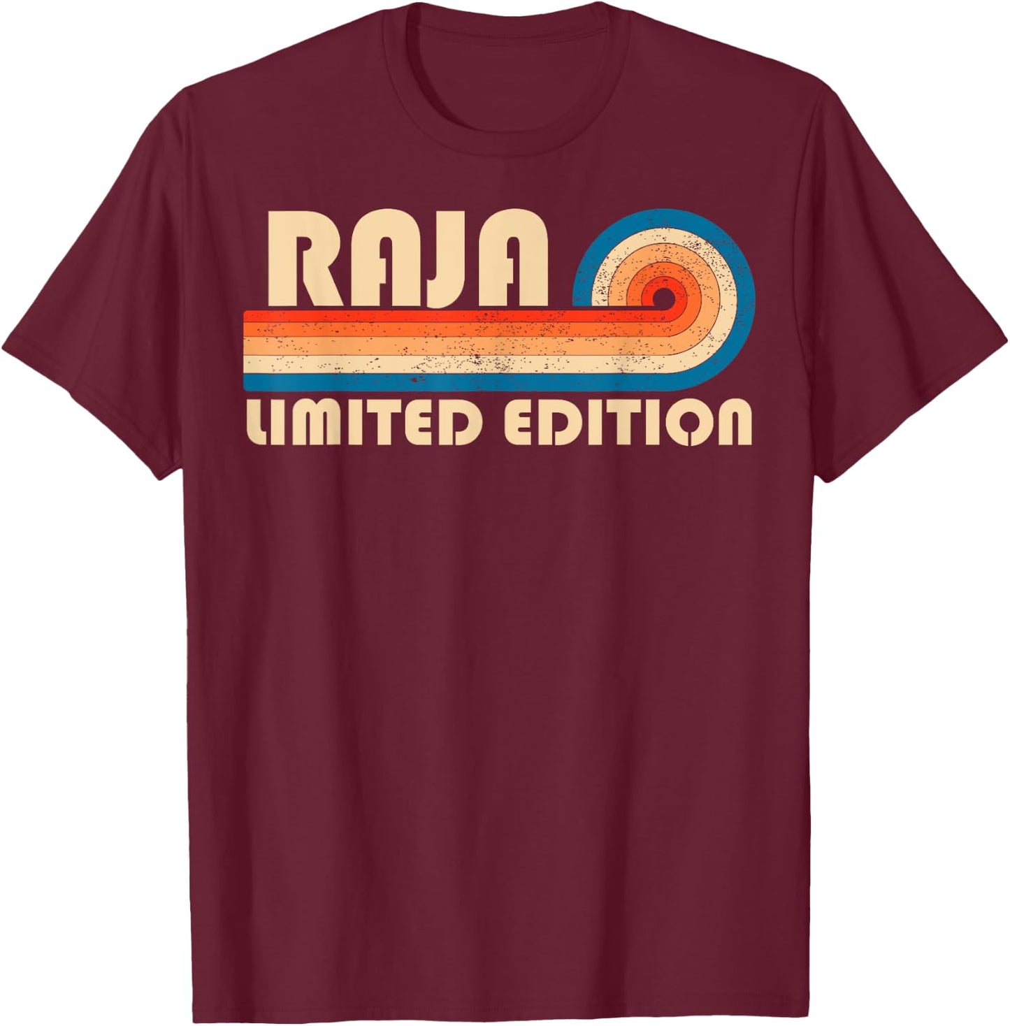 RAJA Surname Retro Vintage 80s 90s Birthday Reunion T-Shirt - T-Shirt | Maroon
