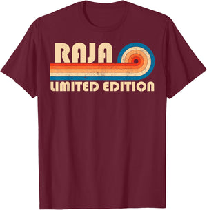 RAJA Surname Retro Vintage 80s 90s Birthday Reunion T-Shirt - T-Shirt | Maroon