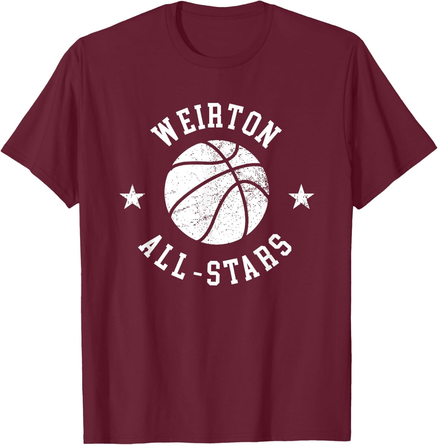 Weirton Vintage All-Stars Retro 80s Basketball T-Shirt - T-Shirt | Maroon