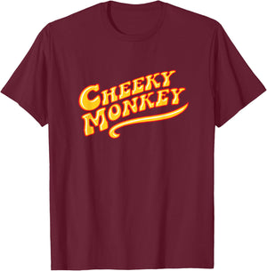 Cheeky Monkey Groovy Text T-Shirt - T-Shirt | Maroon