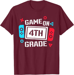 Game On 4th Grade Boys Kids Fourth Grade Back To School T-Shirt - T-Shirt | Maroon