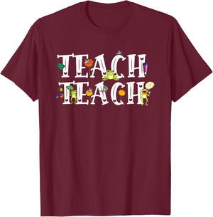 Teacher Cute Frogs Back To School Teach School Student Men Women Girls Kids T-Shirt - T-Shirt | Maroon