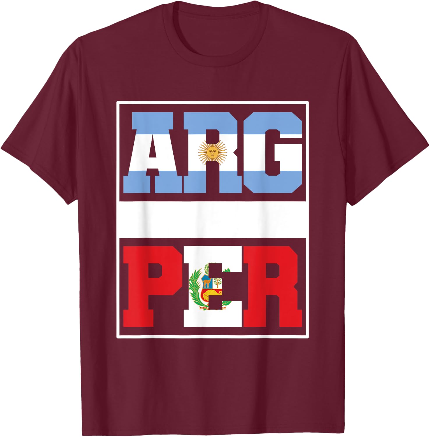 Half Argentinian half Peruvian Mixed Heritage Argentina Peru T-Shirt - T-Shirt | Maroon