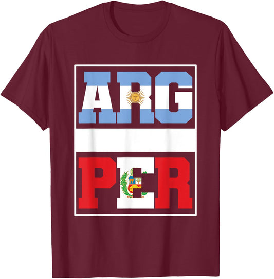 Half Argentinian half Peruvian Mixed Heritage Argentina Peru T-Shirt - T-Shirt | Maroon