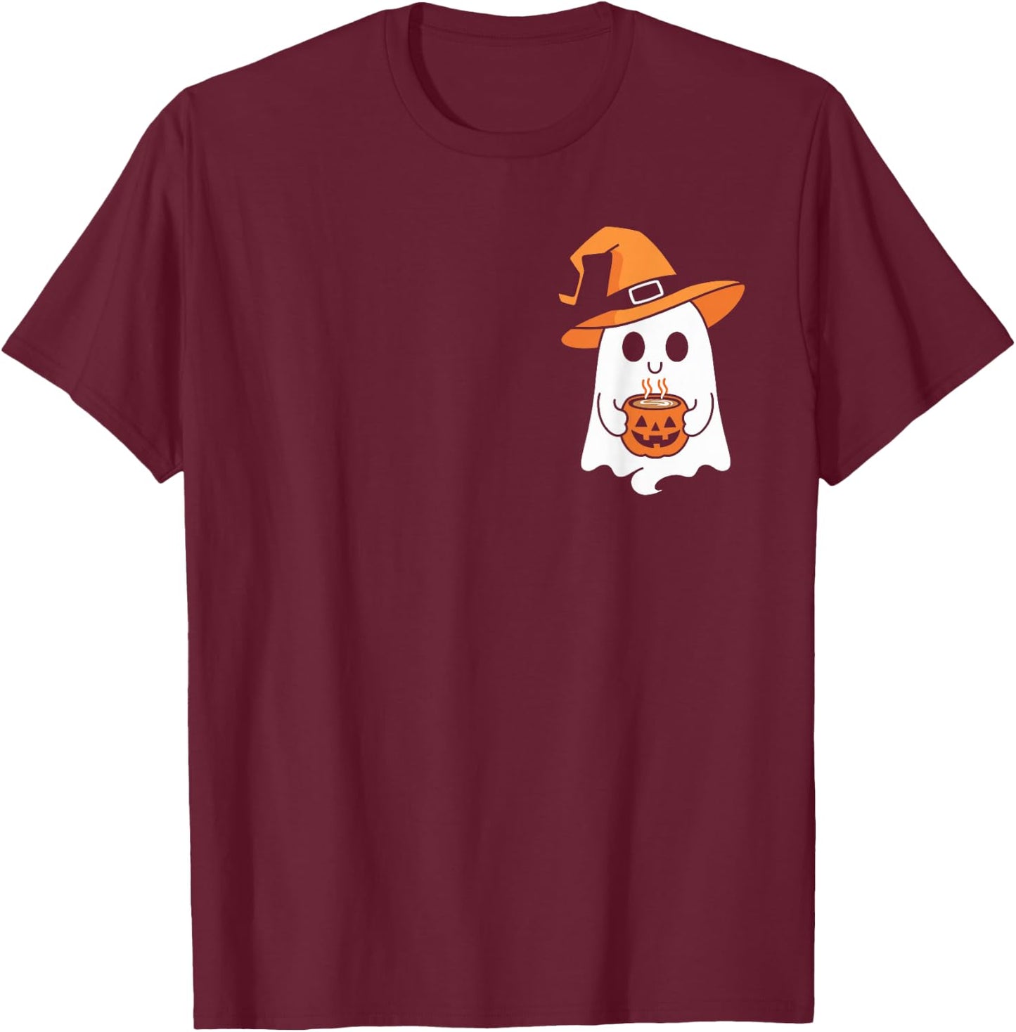 Ghost Drinking Coffee Funny Halloween Costume Coffee Lover T-Shirt - T-Shirt | Maroon