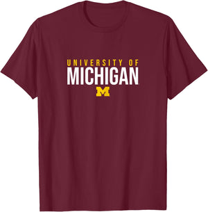University of Michigan Wolverines U of M Stacked T-Shirt - T-Shirt | Maroon