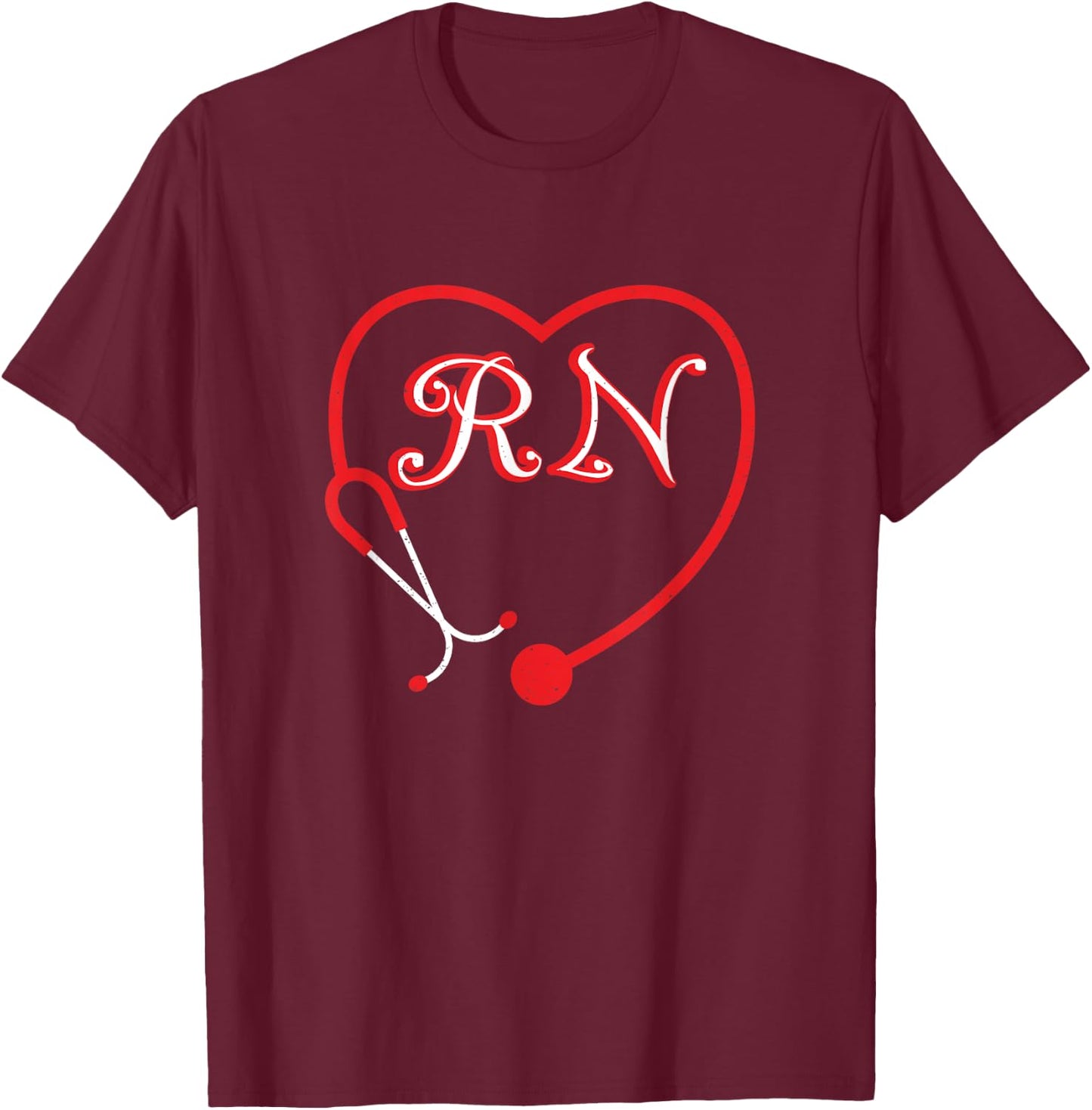Registered Nurse Valentine's Day Heart stethoscope RN T-Shirt - T-Shirt | Maroon