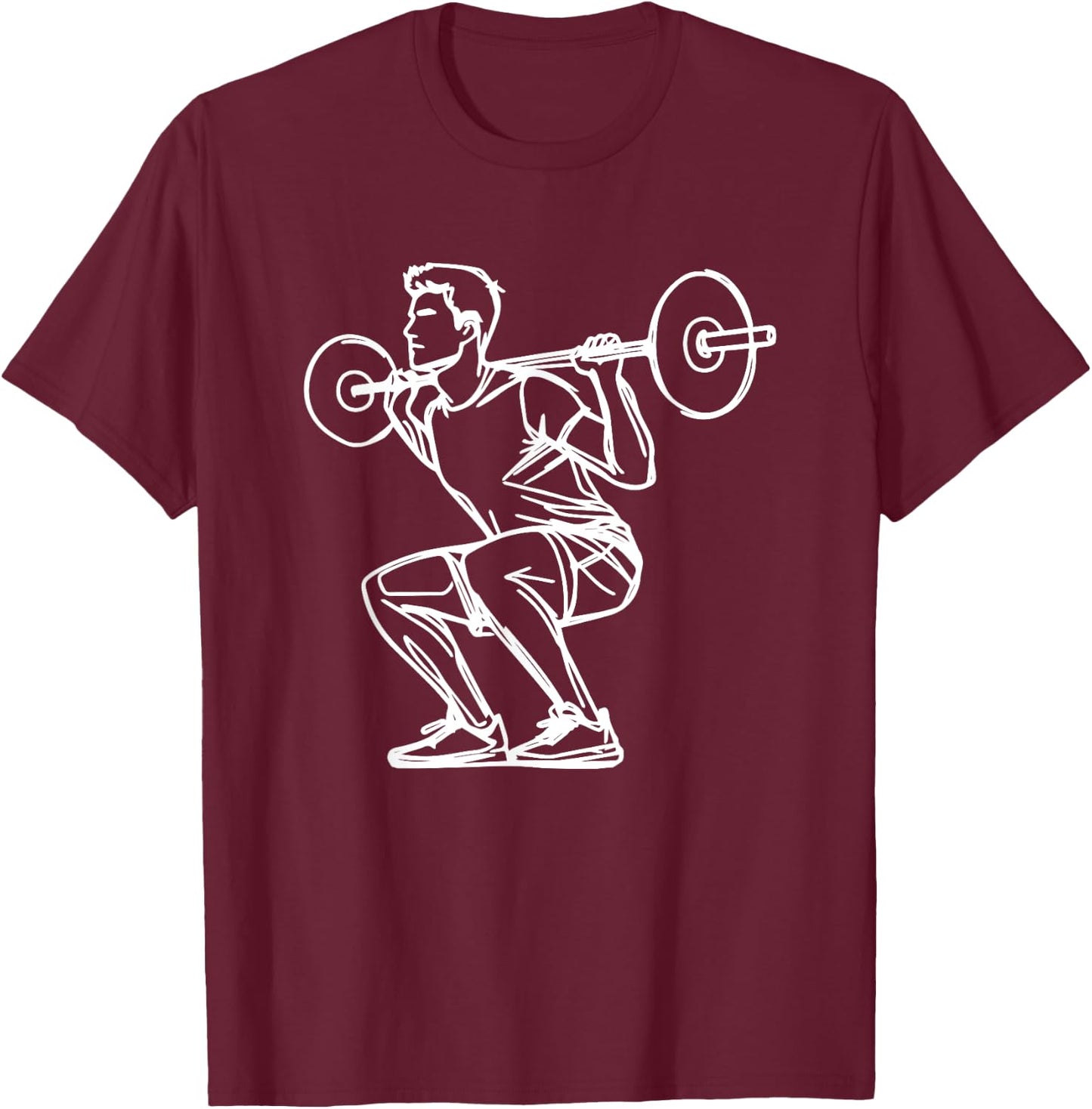 Weightlifting Sketch Fitness Lover for Boys T-Shirt - T-Shirt | Maroon