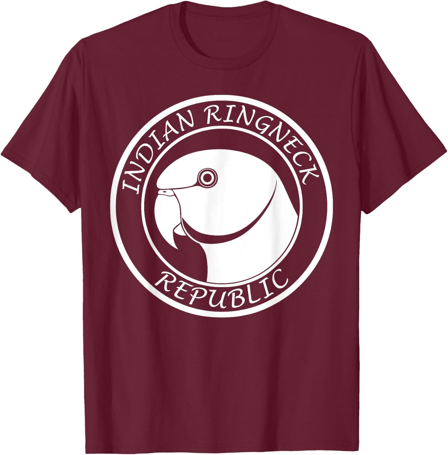 Indian Ringneck Parrot Face (White) T-Shirt - T-Shirt | Maroon