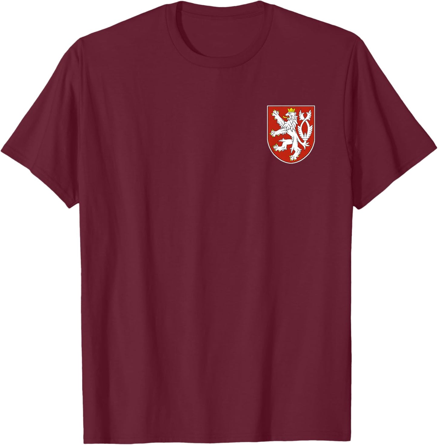 Czech Republic Czechia Lion Symbol Coat of Arms Flag Shield T-Shirt - T-Shirt | Maroon