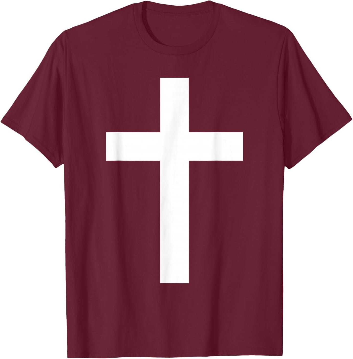 White Christian Jesus Cross Black T-Shirt - T-Shirt | Maroon