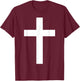 White Christian Jesus Cross Black T-Shirt - T-Shirt | Maroon