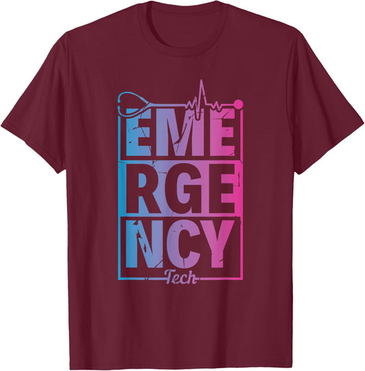 ER Tech Emergency Room Technologist Apparel Adult X-Small Black Short Sleeve Modern T-Shirt - T-Shirt | Maroon
