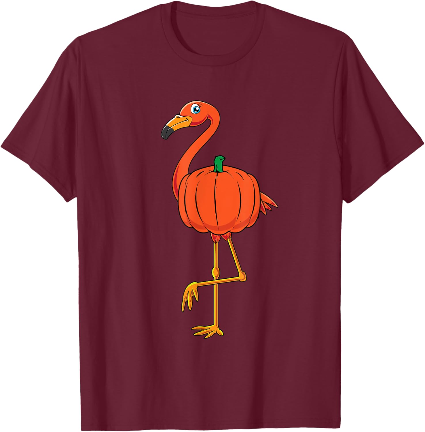 Flamingo Pumpkin Shirt Halloween Cute Flamingo Lover Costume T-Shirt - T-Shirt | Maroon