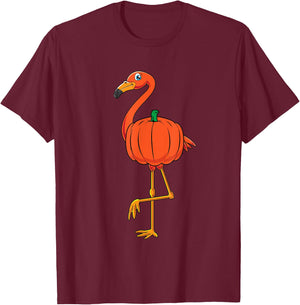 Flamingo Pumpkin Shirt Halloween Cute Flamingo Lover Costume T-Shirt - T-Shirt | Maroon