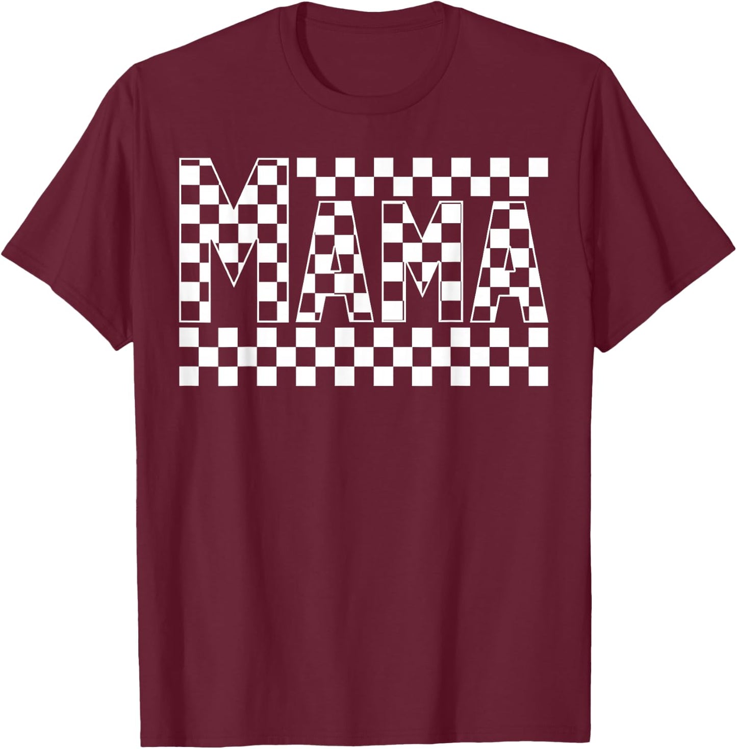 Funny Retro Checkered Mama Vintage Mom Mother's Day T-Shirt - T-Shirt | Maroon