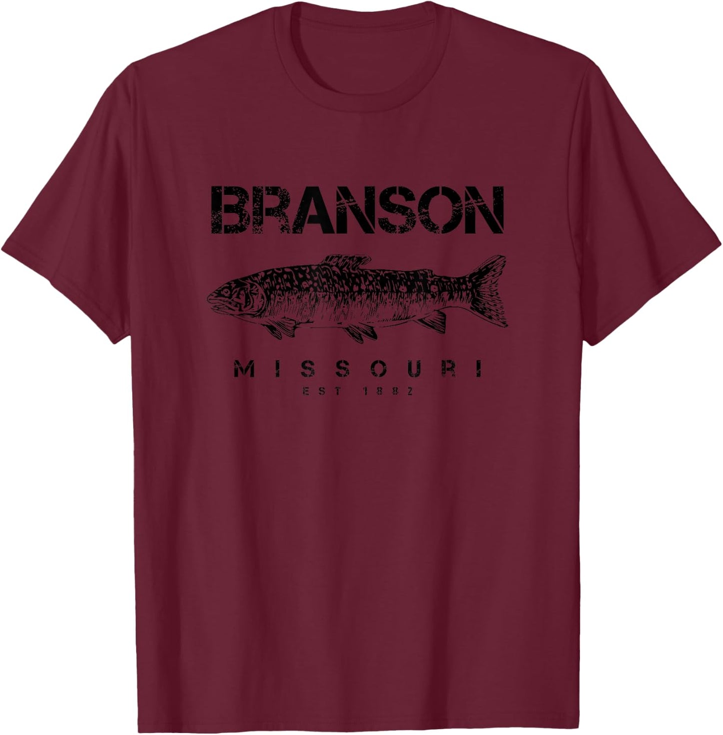 Branson Missouri Family Vacation Trout Fishing T-Shirt - T-Shirt | Maroon