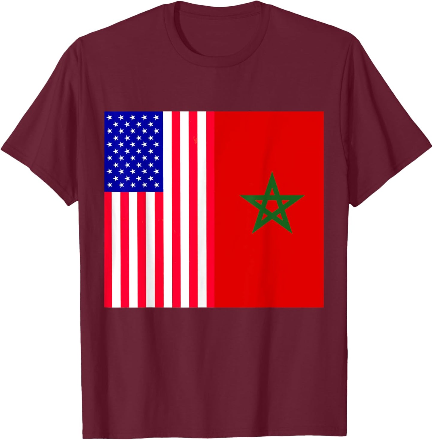 Moorish American Morocco Flag Moroccan Soccer Supporter T-Shirt - T-Shirt | Maroon