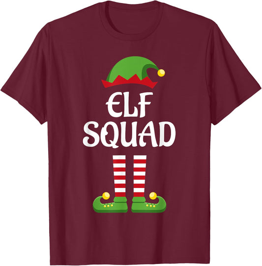 Elf Squad Family Matching Group Christmas T-Shirt - T-Shirt | Maroon