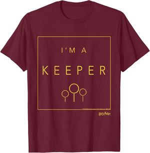 Kids Harry Potter Quidditch I'm A Keeper T-Shirt - T-Shirt | Maroon