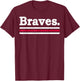 Vintage Braves Retro Three Stripes Weathered Shirt Men Women T-Shirt - T-Shirt | Maroon