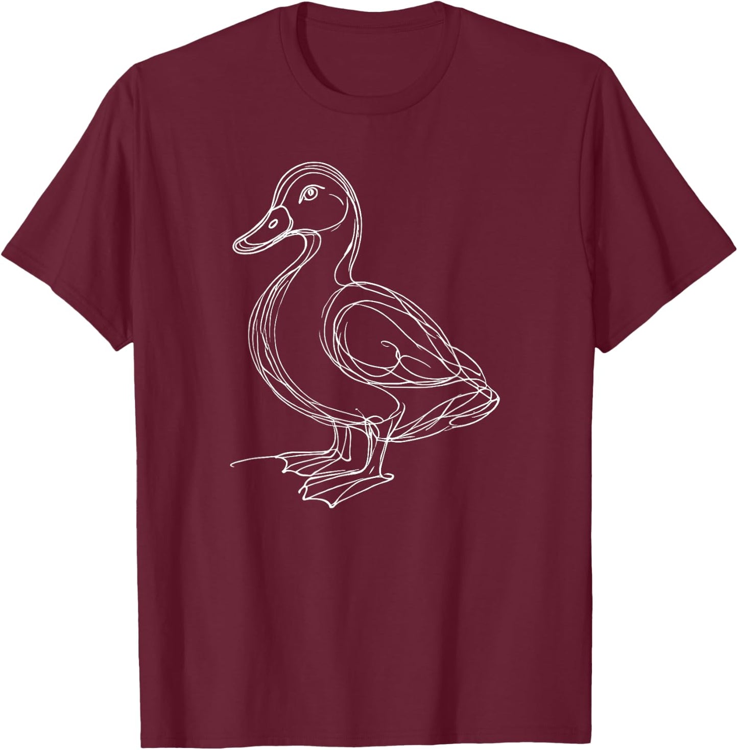 Line Art Duck Ducks T-Shirt - T-Shirt | Maroon