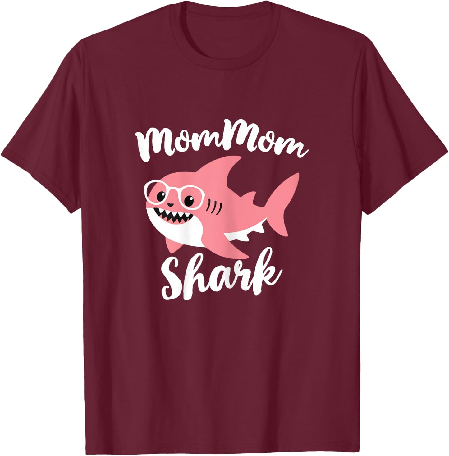 MomMom Shark Mother's Day Grandma Funny Mom-Mom T-Shirt - T-Shirt | Maroon