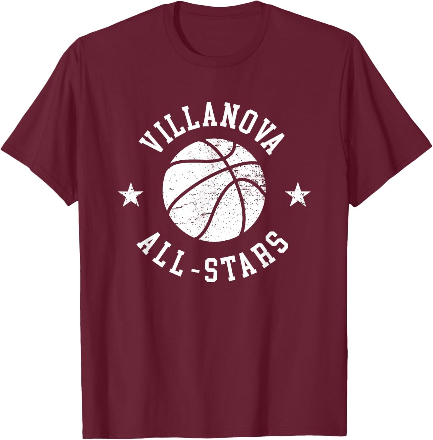 Villanova Vintage All-Stars Retro 80s Basketball T-Shirt - T-Shirt | Maroon