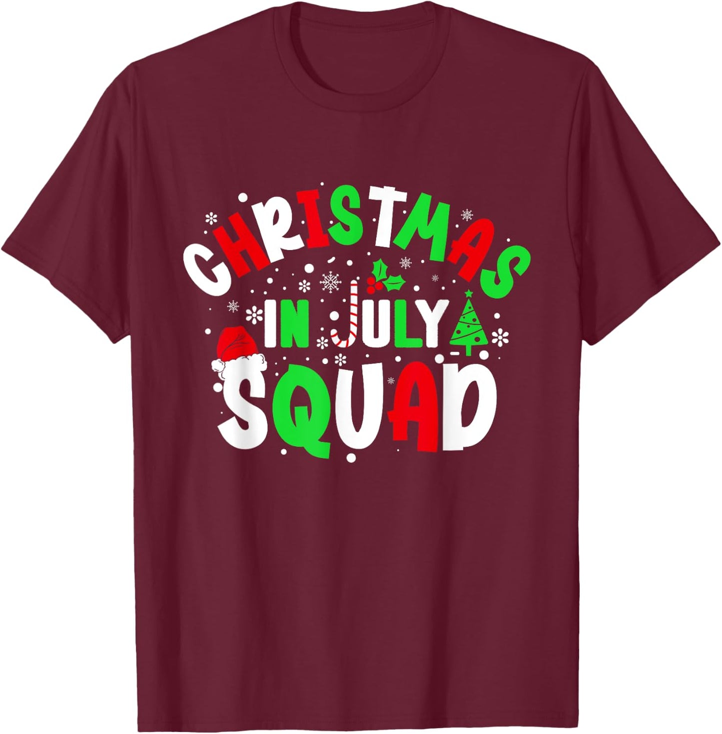 Christmas In July Squad Funny christma summer Men Women Kids T-Shirt - T-Shirt | Maroon