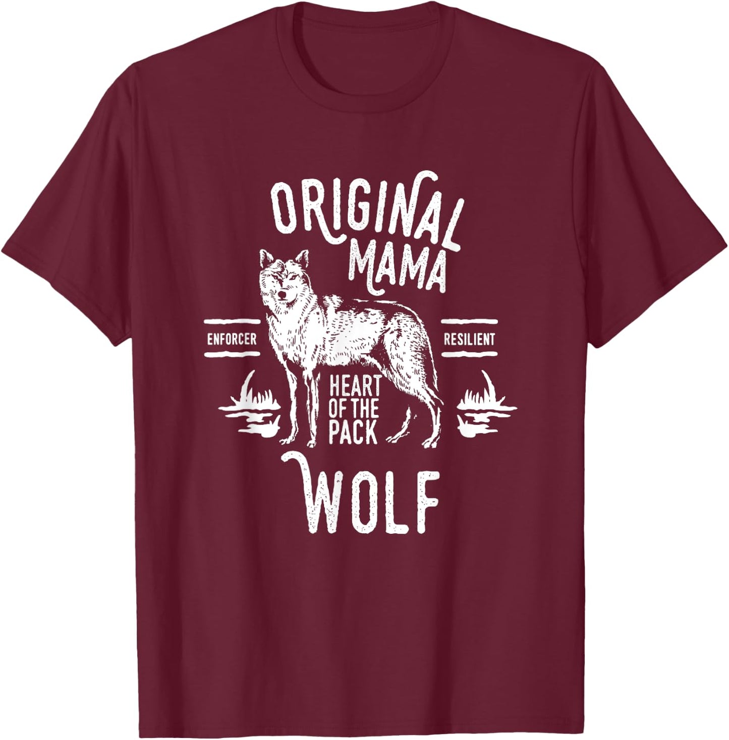 Original Mama Wolf, Heart of the Pack, Mother's Day T-Shirt - T-Shirt | Maroon