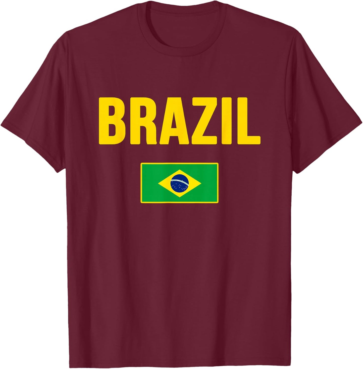 Brazil Flag Design Green Yellow Blue Women Kids T-Shirt - T-Shirt | Maroon
