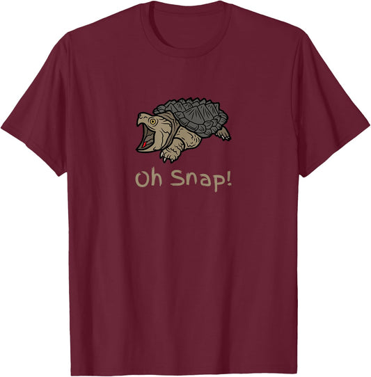 Oh Snap Statement, Snapping Turtle Funny Reptile Graphic Tan T-Shirt - T-Shirt | Maroon